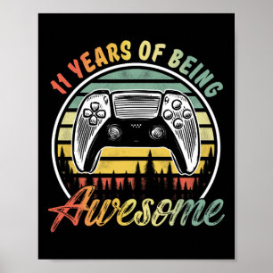 11 Years Old Boy Birthday Being Awesome Video Game Poster