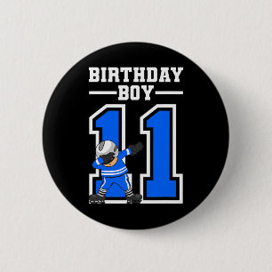 11 Years Old Boy Ice Hockey Player 11th Birthday Y 6 Cm Round Badge