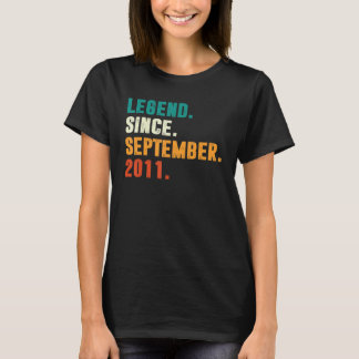 11 Years Old Gift Legend Since September 2011 11th T-Shirt