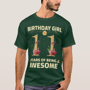 11 Years Old Gifts For Women 11th Birthday Floral T-Shirt