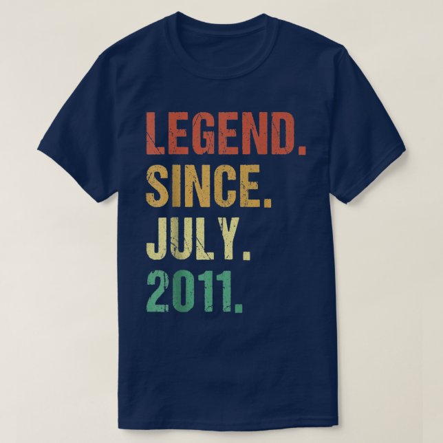 11 Years Old Gifts Legend Since July 2011 11th Bir T-Shirt (Design Front)
