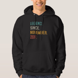 11 Years Old Legend Since November 2011 11th Bday Hoodie