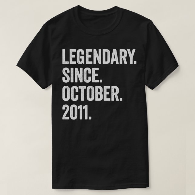 11 Years Old Legendary Since October 2011 11th Bir T-Shirt (Design Front)