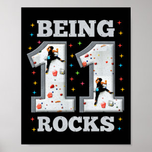 11 Years Old Rock Climbing 11th Birthday Adventure Poster