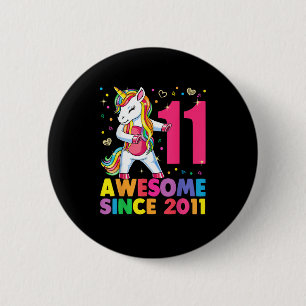 11 Years Old Unicorn Flossing 11th Birthday Girl U 6 Cm Round Badge