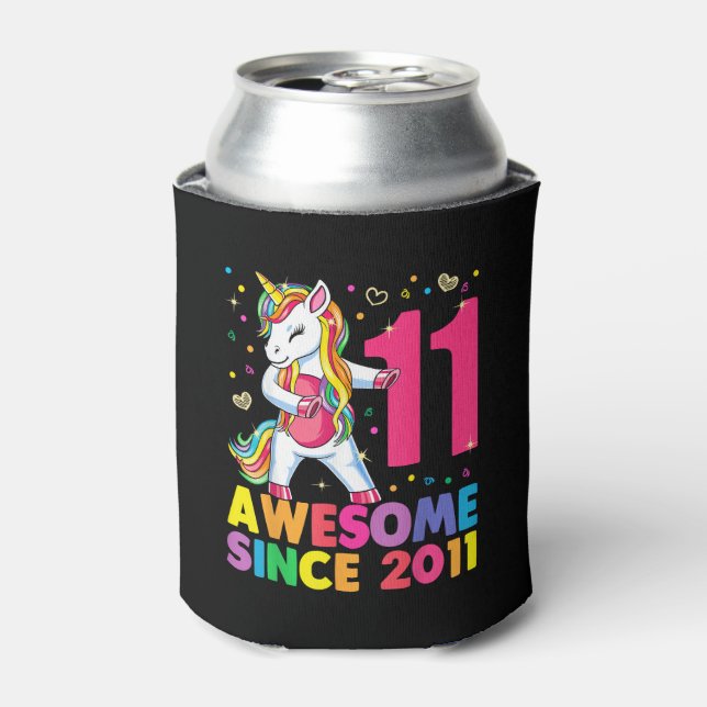 11 Years Old Unicorn Flossing 11th Birthday Girl U Can Cooler (Can Front)