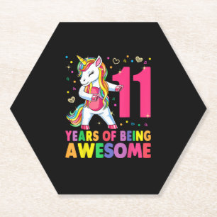 11 Years Old Unicorn Flossing 11th Birthday Girl U Paper Coaster