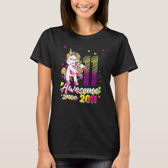11 Years Old Unicorn Flossing 11th Birthday Unicor T-Shirt (Front)