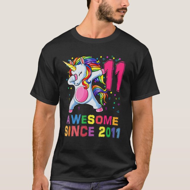 11 Years Unicorn Dabbing 11th Birthday Girl Unicor T-Shirt (Front)