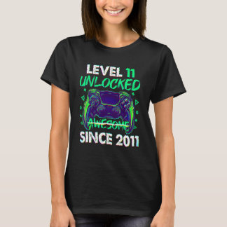 11 Yrs Old Boy Level 11 Unlocked Awesome 2011 Bir T-Shirt