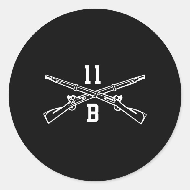 11B Infantry Crossed Rifles Classic Round Sticker (Front)
