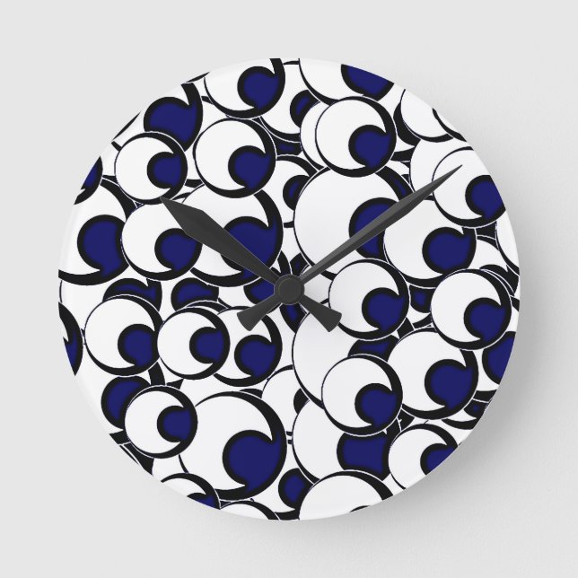 11eyeballs EYES EYEBALLS BLACK BLUE IRIS WHITE DIG Round Clock (Front)