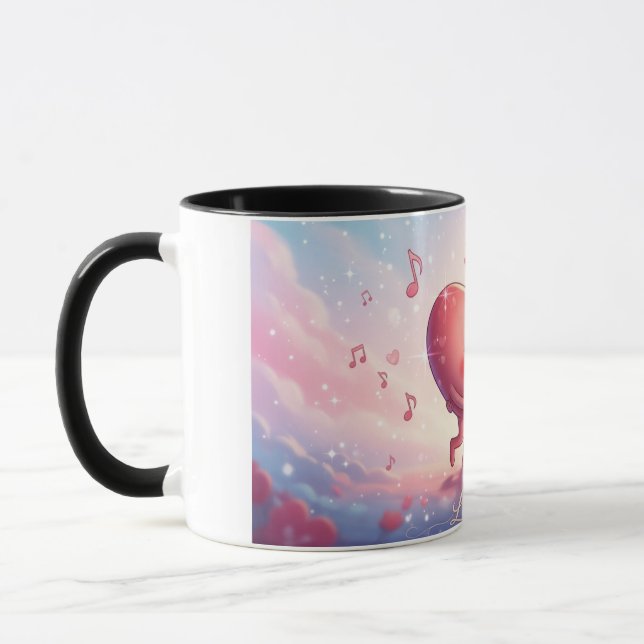 11oz Mug Kissing Hearts “Love Notes” Cute mug (Left)