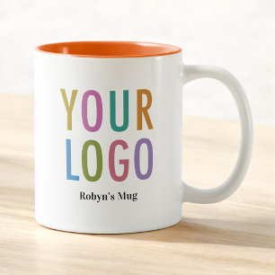 11oz Orange Inner Coffee Mug Name & Company Logo