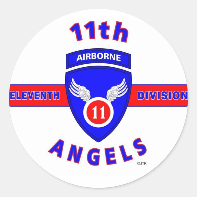 11TH AIRBORNE DIVISION "ANGELS" CLASSIC ROUND STICKER (Front)