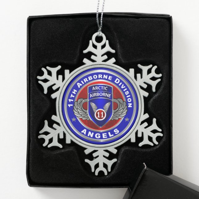 11th Airborne Division  Snowflake Pewter Christmas Ornament (Box)