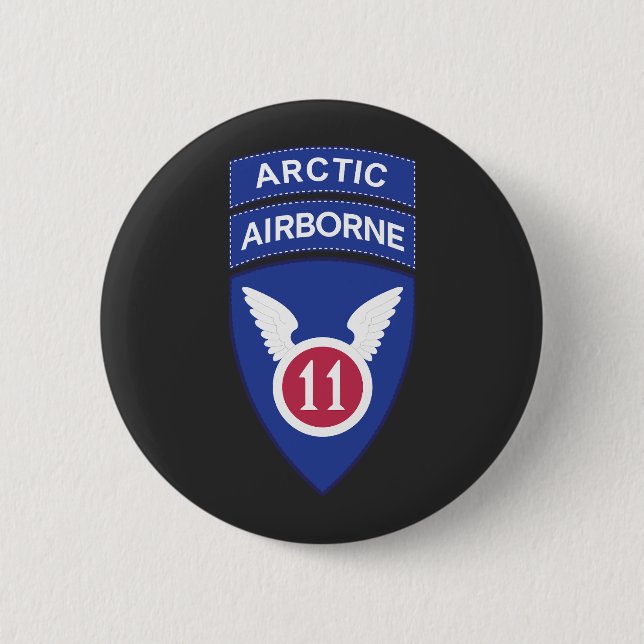 11th Airborne Division - SSI w Arctic Tab 6 Cm Round Badge (Front)