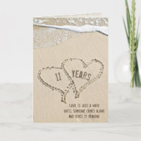 11th Anniversary Beach Hearts Card