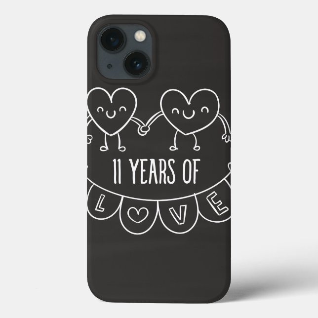 11th Anniversary Gift Chalk Hearts Case-Mate iPhone Case (Back)