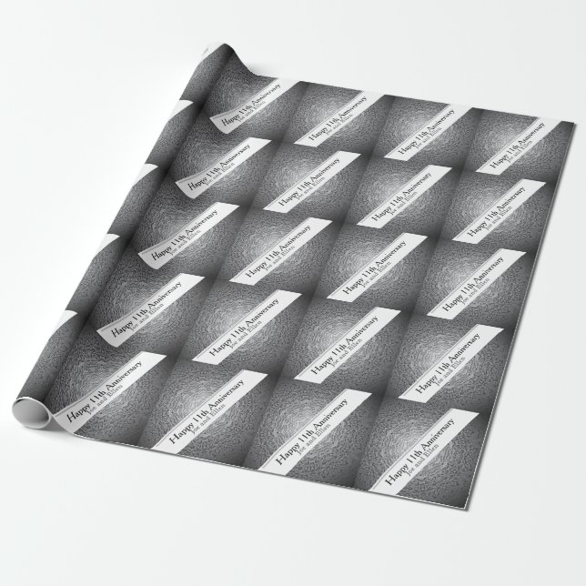 11th Anniversary Steel Editable  Wrapping Paper (Unrolled)