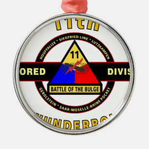 11TH ARMORED DIVISION "THUNDERBOLT" METAL TREE DECORATION