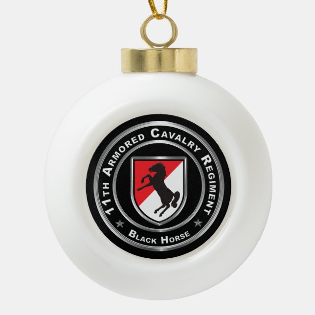 11th Armoured Cavalry Regiment  Ceramic Ball Christmas Ornament (Front)