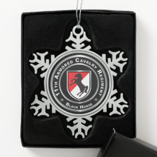 11th Armoured Cavalry Regiment  Snowflake Pewter Christmas Ornament