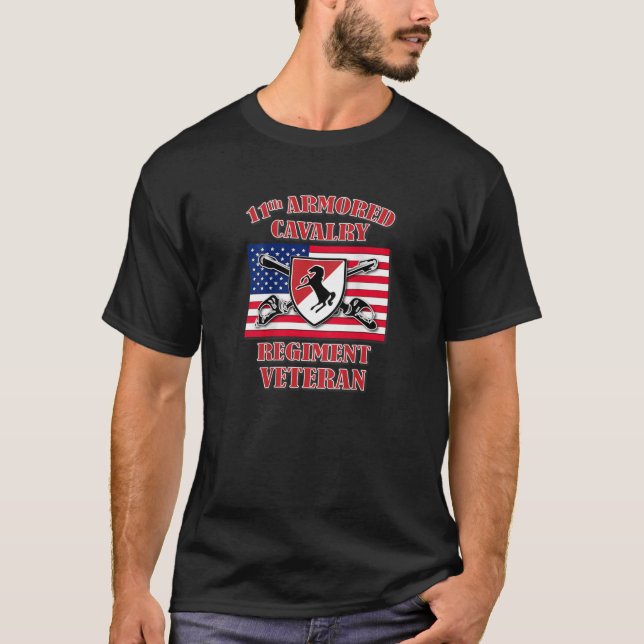 11Th Armoured Cavalry Regiment Veteran (Back Desig T-Shirt (Front)