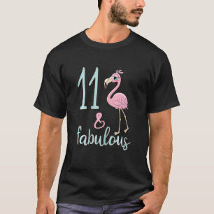 11th Bday Outfit Fabulous Flamingo 11 Year Old Bir T-Shirt