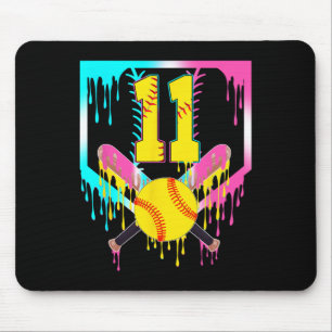 11th Bday Softll Home Plate Drip Ice Cream 11 Year Mouse Mat