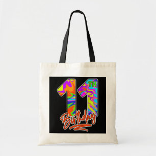 11th Birthday 11 Year Old Boy Girl Tie Dye Party  Tote Bag