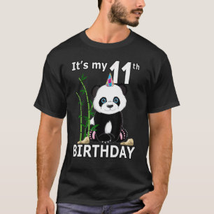 11th Birthday 11 Years Old Party Animal Panda 4 T-Shirt