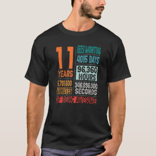 11th Birthday 11 Years Old Vintage Retro 132 Month T-Shirt
