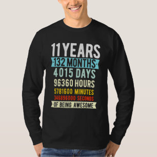 11th Birthday 11 Years Old Vintage Retro 132 Month T-Shirt
