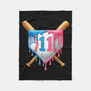 11th Birthday 11yr 2014 Baseball 11 Player 11th Bi Fleece Blanket
