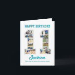 11th Birthday Anniversary Number 11 Photo Collage Card<br><div class="desc">Celebrate 11th birthday or wedding anniversary with this custom photo collage. Choose your favourite photos for display. Customise the name, text and date to fit your occasion. This will be a lovely keepsake with personalised message to look back on with family and friends. If you need any other number as...</div>