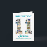 11th Birthday Anniversary Number 11 Photo Collage Card<br><div class="desc">Celebrate 11th birthday or wedding anniversary with this custom photo collage. Choose your favourite photos for display. Customise the name, text and date to fit your occasion. This will be a lovely keepsake with personalised message to look back on with family and friends. If you need any other number as...</div>