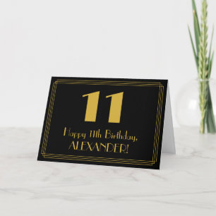 11th Birthday: Art Deco Inspired Look "11" + Name Card