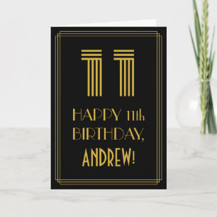 11th Birthday: Art Deco Inspired Look "11" & Name Card