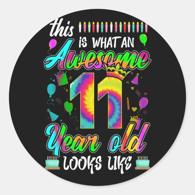 11th Birthday Awesome 11 Year Old Looks Like Classic Round Sticker (Front)