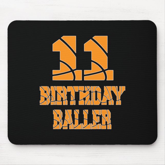 11th Birthday Baller Boy 11 Years Old Basketball T Mouse Mat (Front)