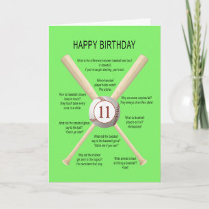 11th birthday baseball jokes card
