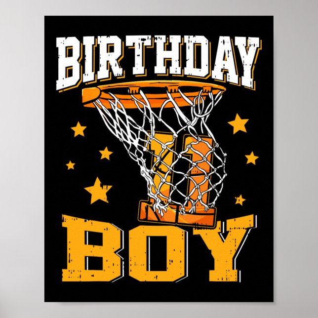 11th Birthday Basketball Boy 11 Year Old Basketbal Poster (Front)