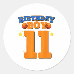 11th Birthday Basketball Gift For Boys Party Classic Round Sticker