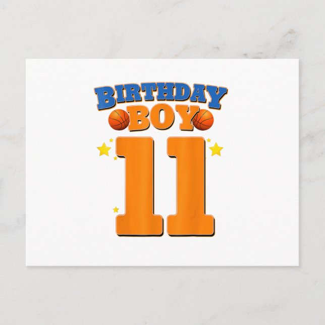 11th Birthday Basketball Gift For Boys Party Postcard (Front)