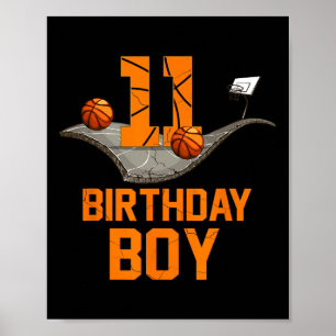 11th Birthday Basketball Jersey 11 Year Old Boy Bo Poster