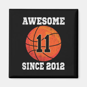 11th Birthday Basketball Lover 11 Years Old Vintag Magnet
