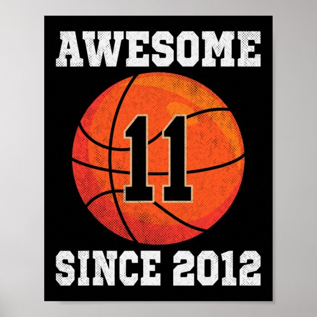 11th Birthday Basketball Lover 11 Years Old Vintag Poster (Front)