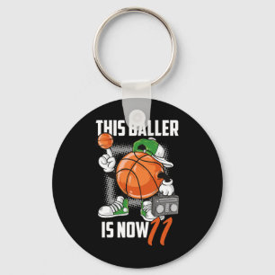 11th Birthday Basketball Player Fun 11 Years Old K Key Ring