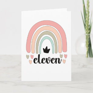 11th Birthday Boho Rainbow Party Kids 11 Years Old Card
